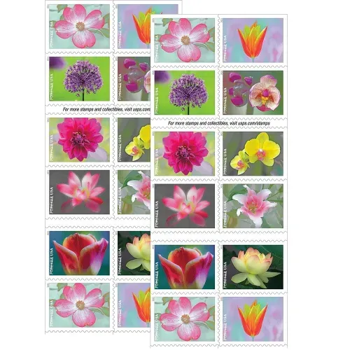 Garden Beauty 2021 - 5 Sheets 100 Pcs Unused Stamps for Mailing